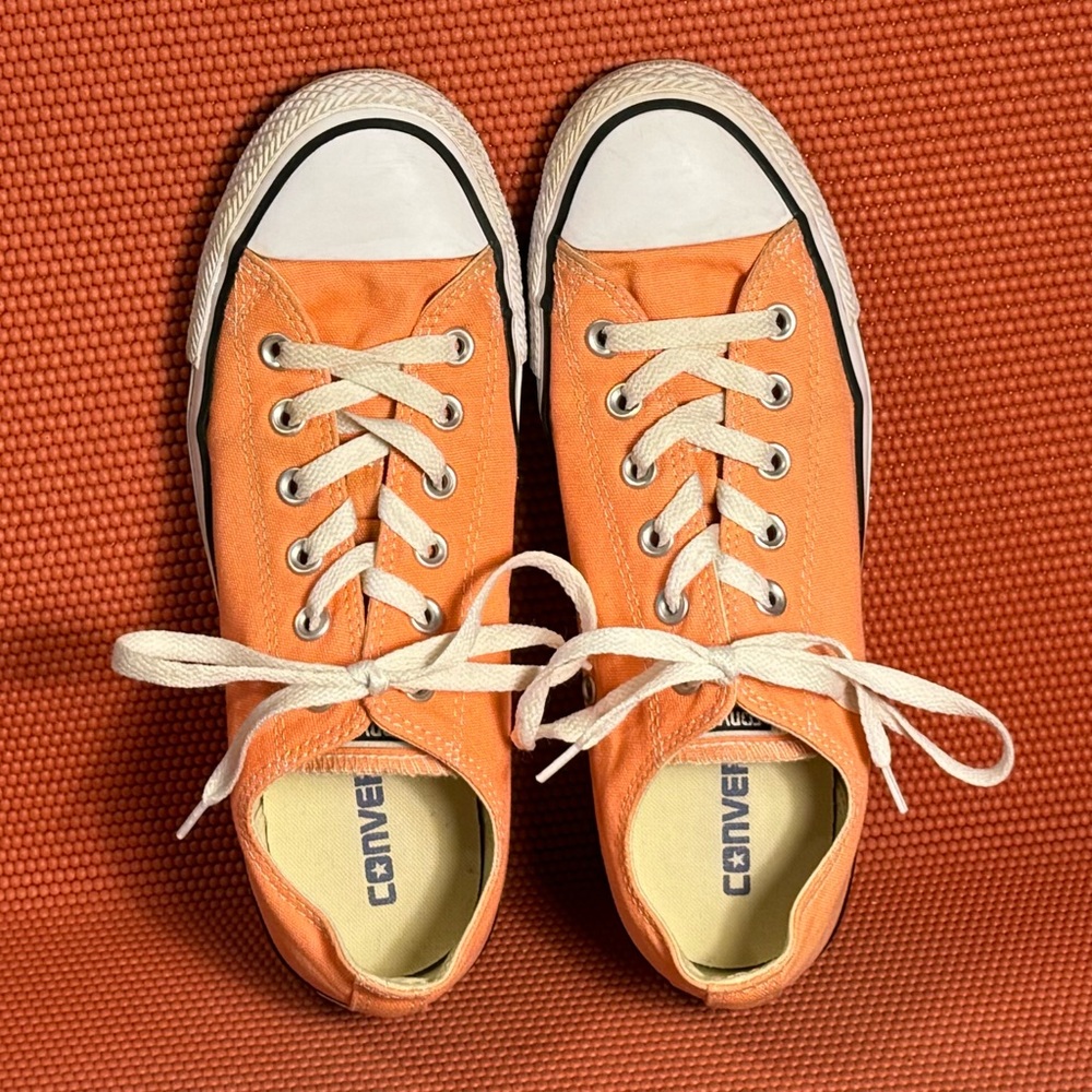 Converse Low Top Sneakers in Orange and White - Picture 5 of 9